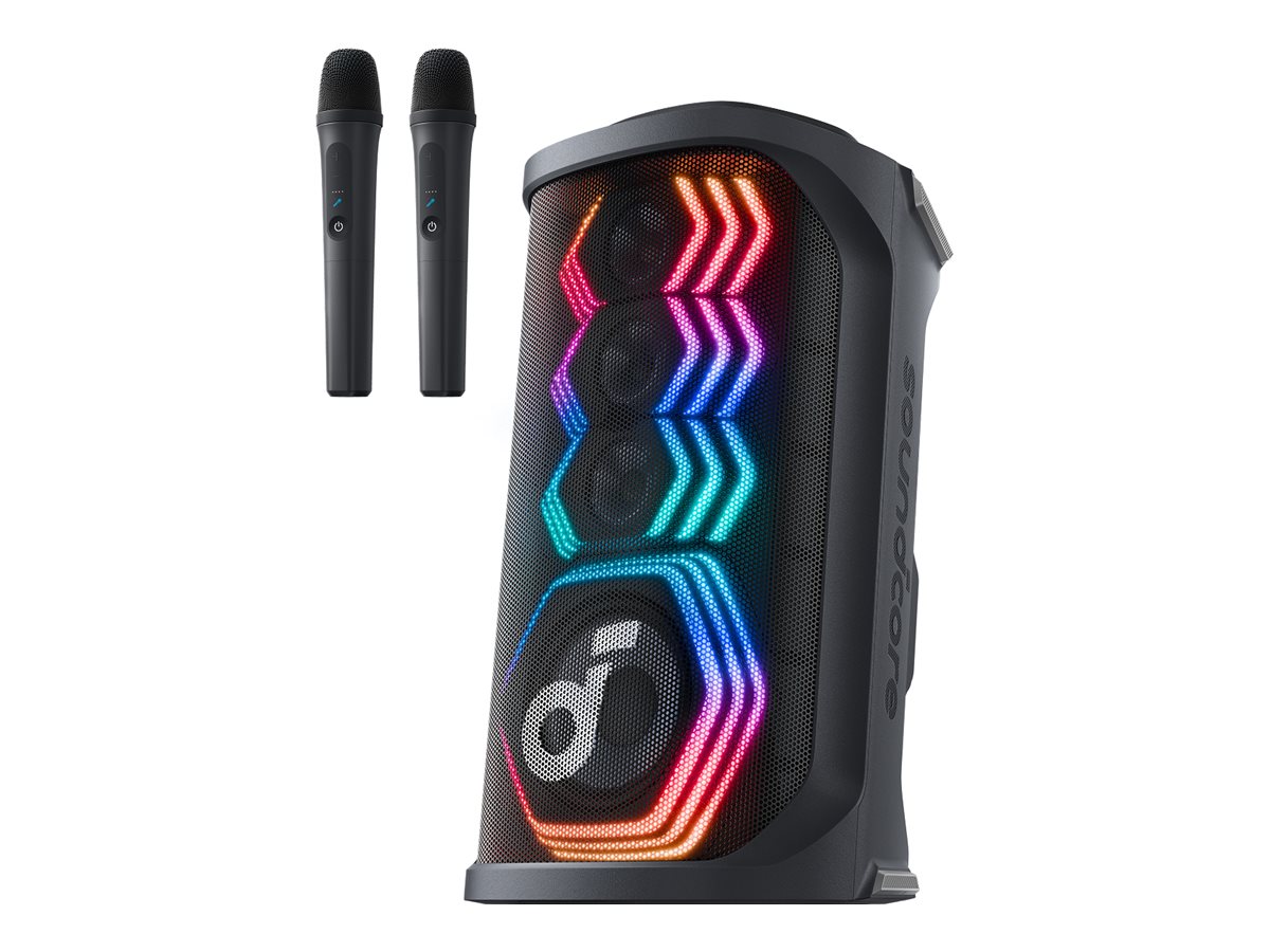 ANKER Soundcore Rave 3S Bluetooth 200W Partybox AI Karaoke IPX4 Beatsynced Lichtshow Auracast inkl 2 kabellose Mikrofone