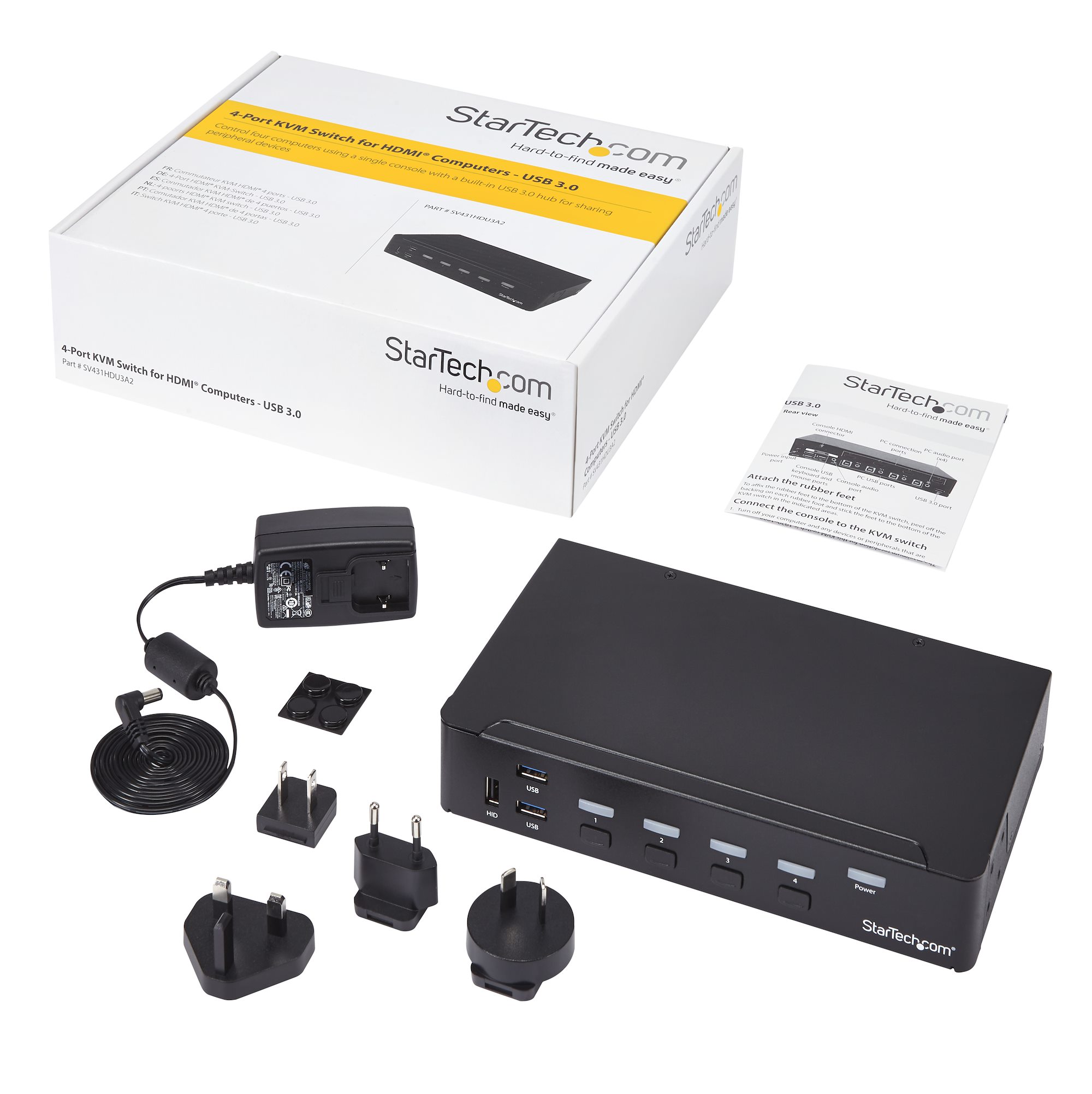 STARTECHCOM 4 Port HDMI KVM Switch HDMI KVM Umschalter mit USB 30 Hub 1080p