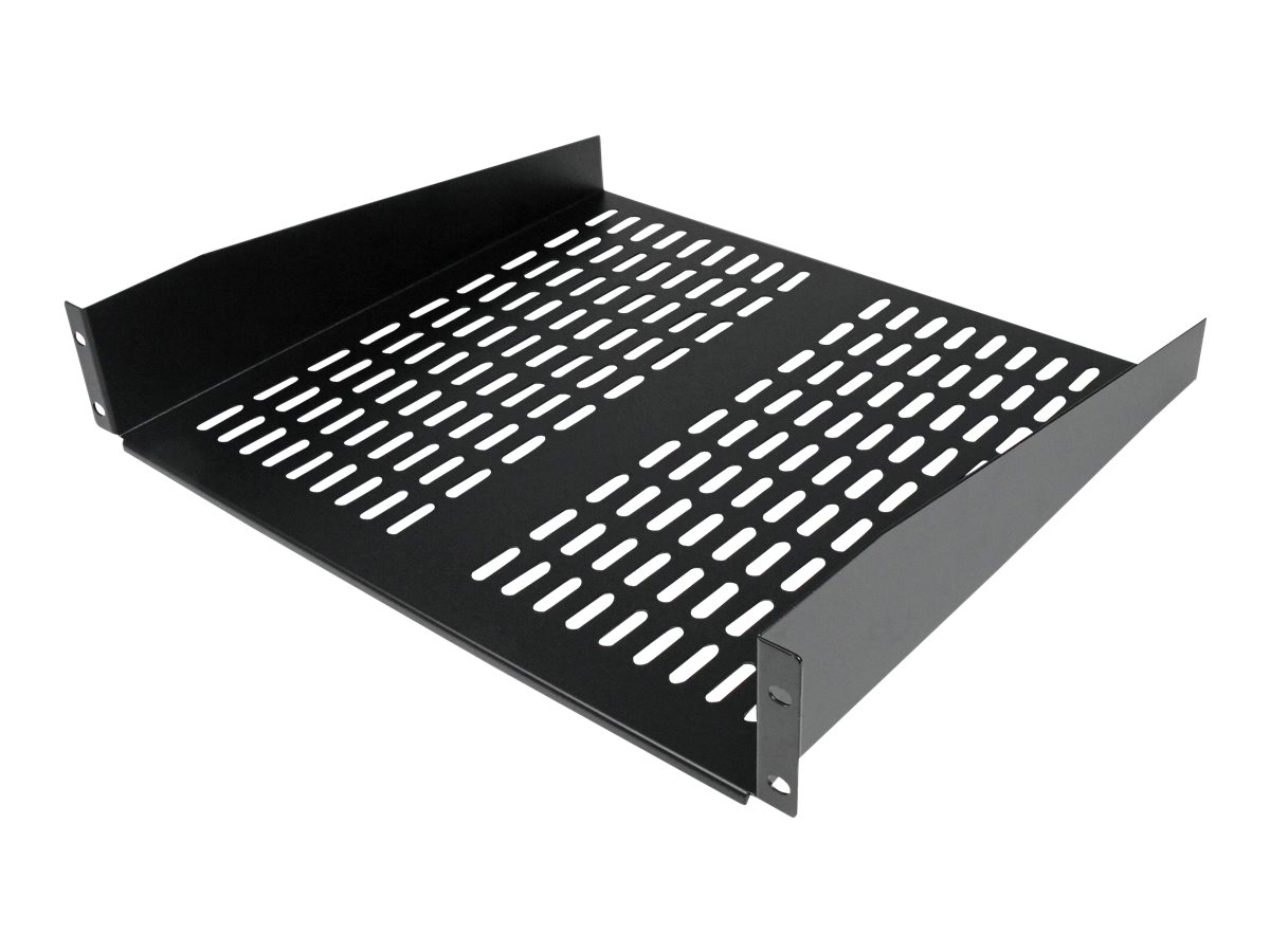 STARTECH.COM 2U 16in Universal Vented Rack Mount Cantilever Shelf - Fixed Server Rack Cabinet Shelf - 50lbs / 22kg