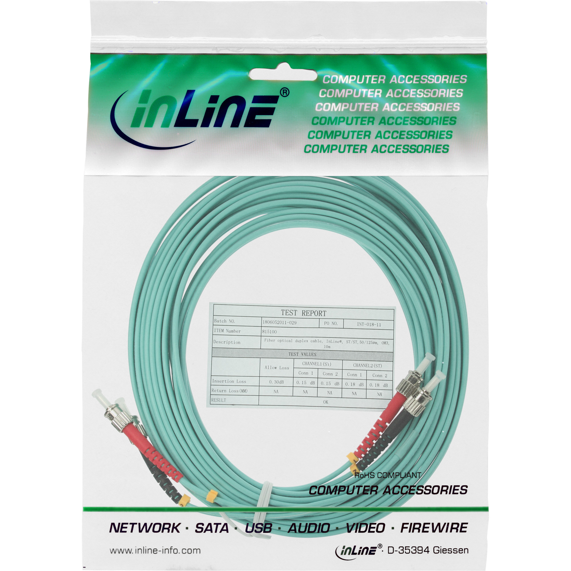 INLINE LWL Duplex Kabel ST/ST 50/125um OM3 5m INLINE LWL Duplex Kabel ST/ST 50/125um OM3 5m