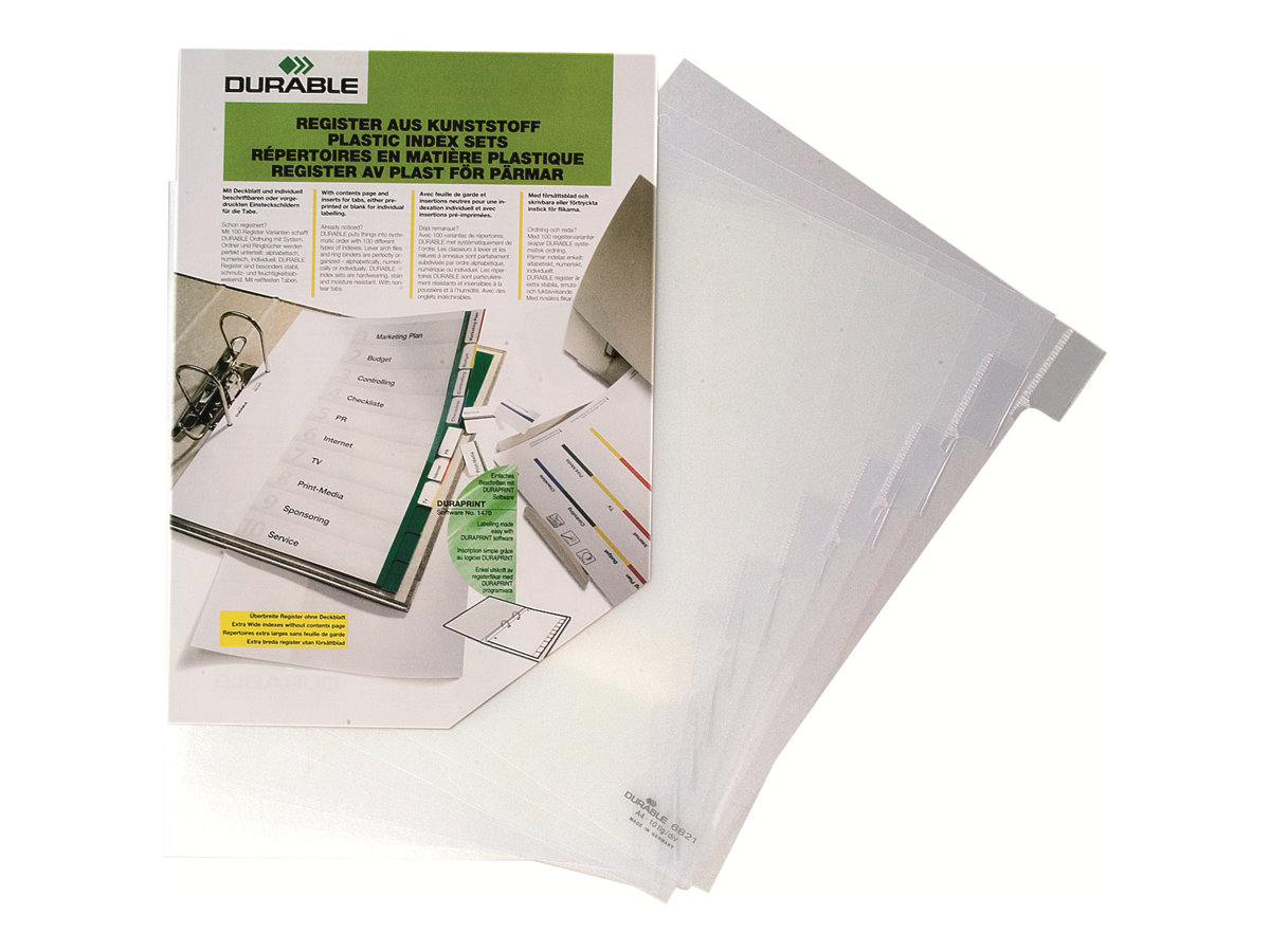 DURABLE Ordnerregister Vollformat 1-10 transparent 10-teilig, 1 Satz