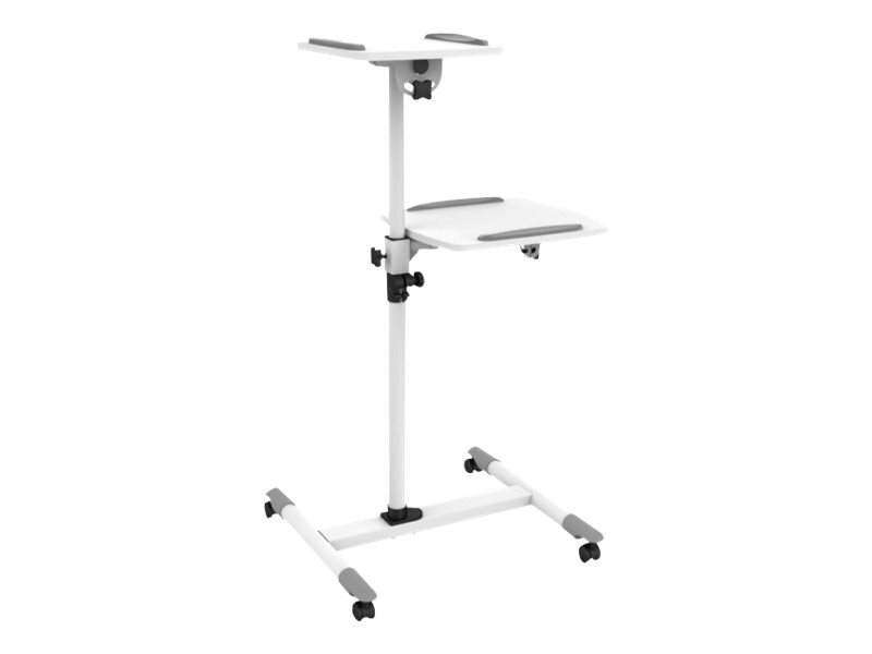 TECHLY Universal Trolley weiss fuer Notebook oder Projektoren 85-110cm Hoehenverstellbar Ablageflaeche verstellbar bis 10Kg