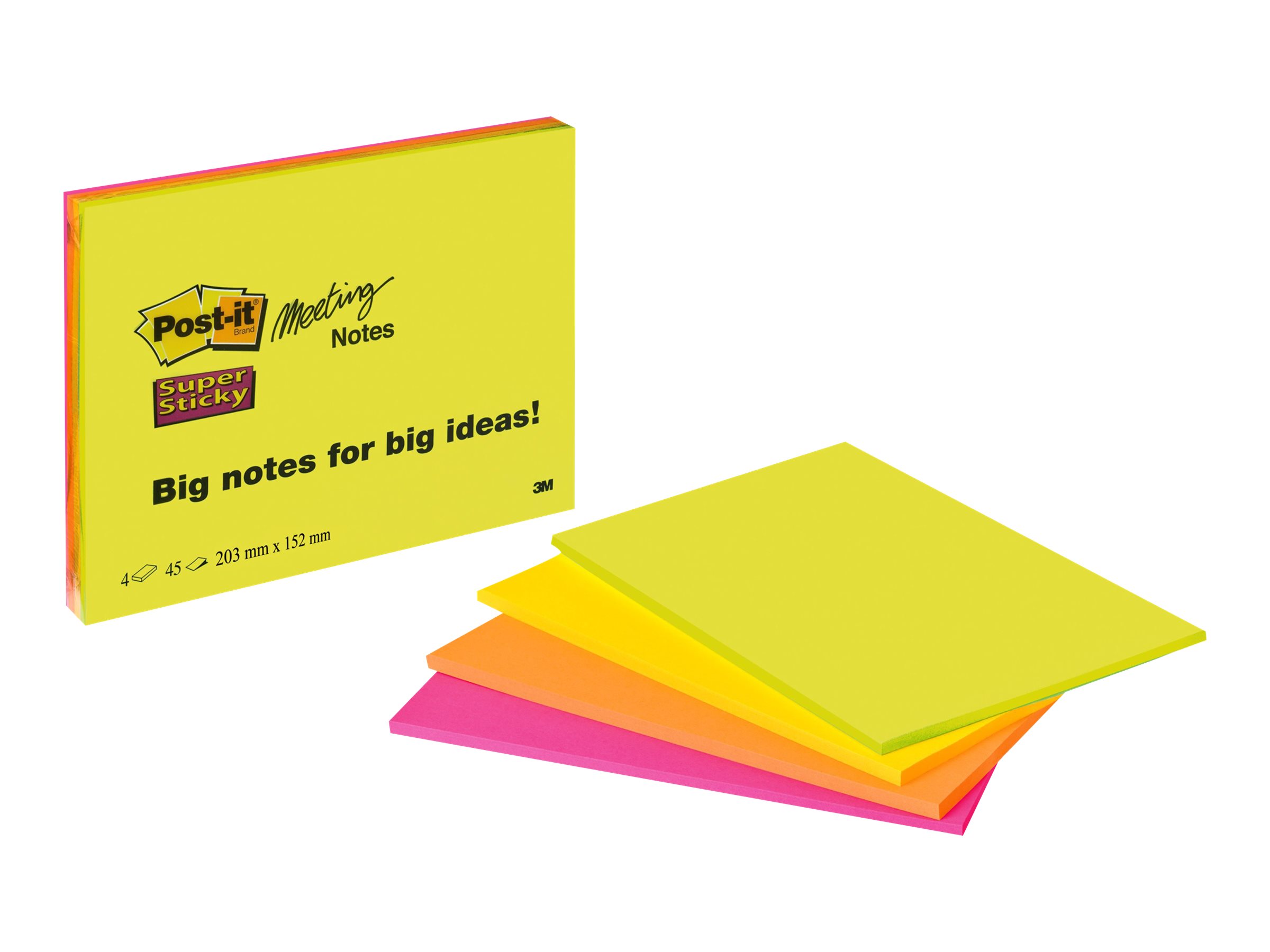 Post-it® Super Sticky Meeting Notes Haftnotizen extrastark 6845-SSP farbsortiert, 4 Bloecke Post-it® Super Sticky Meeting Notes Haftnotizen extrastark 6845-SSP farbsortiert, 4 Bloecke