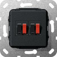 Gira Lautsprecheranschluss 569310 Einsatz 2fach schwarz matt Gira Lautsprecheranschluss 569310 Einsatz 2fach schwarz matt