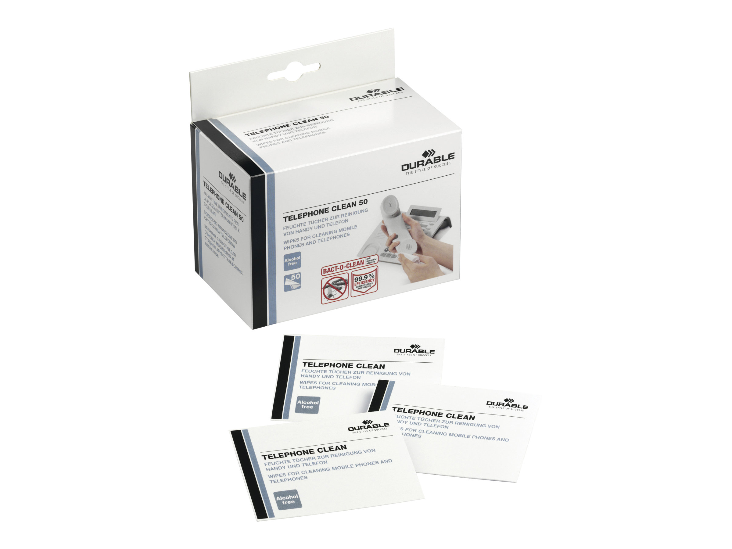 DURABLE Bildschirm-Reinigungstuecher TELEPHONE CLEAN 50 weiss, 50 Tuecher DURABLE Bildschirm-Reinigungstuecher TELEPHONE CLEAN 50 weiss, 50 Tuecher
