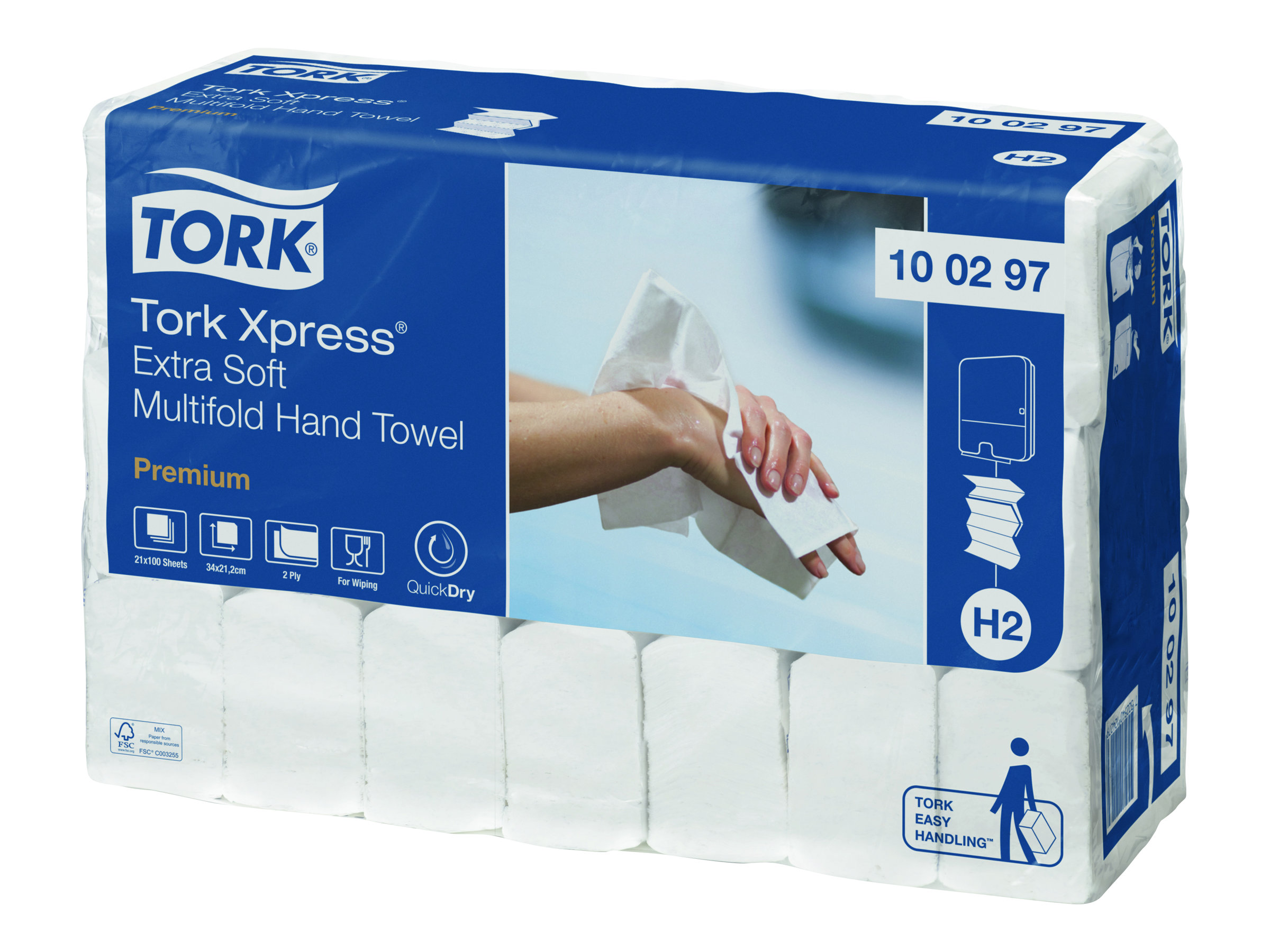 TORK PapierhandtÃ¼cher 100297 XpressÂ® H2 Premium Extra Soft Interfold-Falzung 2-lagig 2.100 TÃ¼cher