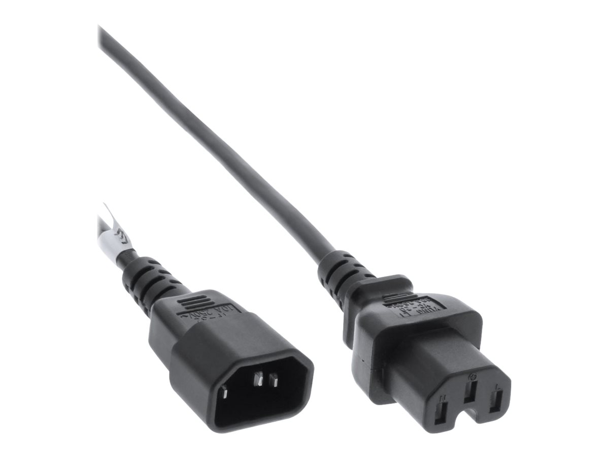 INLINE Netzkabelverlaengerung C15 Warmgeraetestecker auf C14 Buchse schwarz 3m