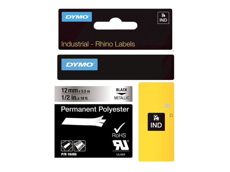 18486 DYMO ID1 12mm SCHWARZ-METALLIC