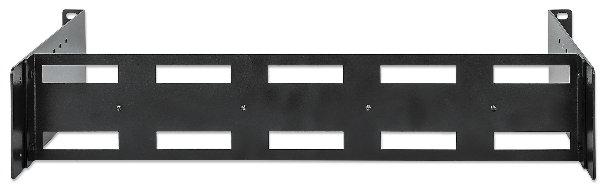 INTELLIENT Tiefenverstellbarer 48,26cm 19Zoll DINHutschienenträger 2HE variable Schienentiefe von 48 bis 174mm Aluminium schwarz