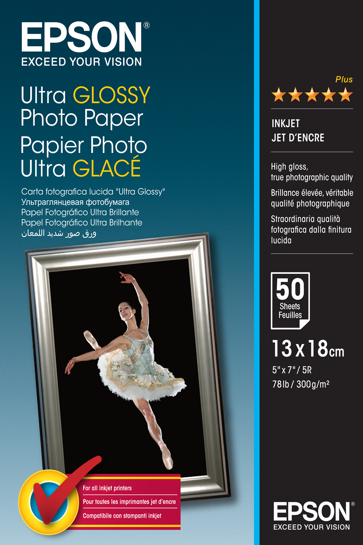 Epson Ultra Glossy Photo Paper - Glänzend - 130 x 180 mm 50 Blatt Fotopapier