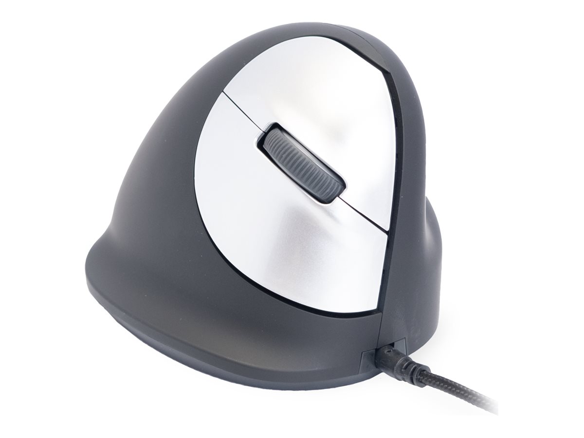 r-go HE Ergo Vertical Mouse Groesse M rechts Maus ergonomisch kabelgebunden schwarz, silber