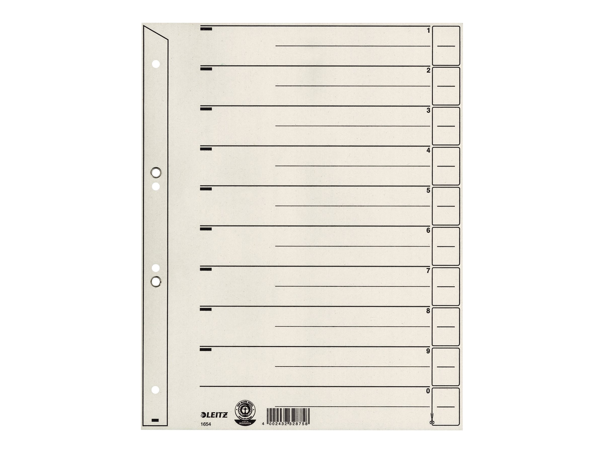 LEITZ Trennblaetter 1654 1-0 grau, 100 St. LEITZ Trennblaetter 1654 1-0 grau, 100 St.