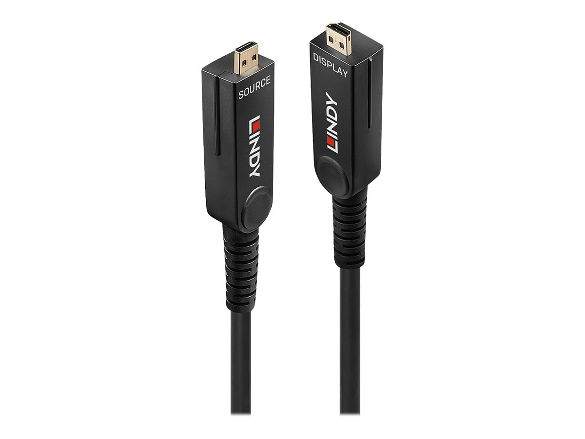 LINDY 10m Fibre Optic Hybrid Micro-HDMI 18G Cable with Detachable HDMI & DVI Connectors