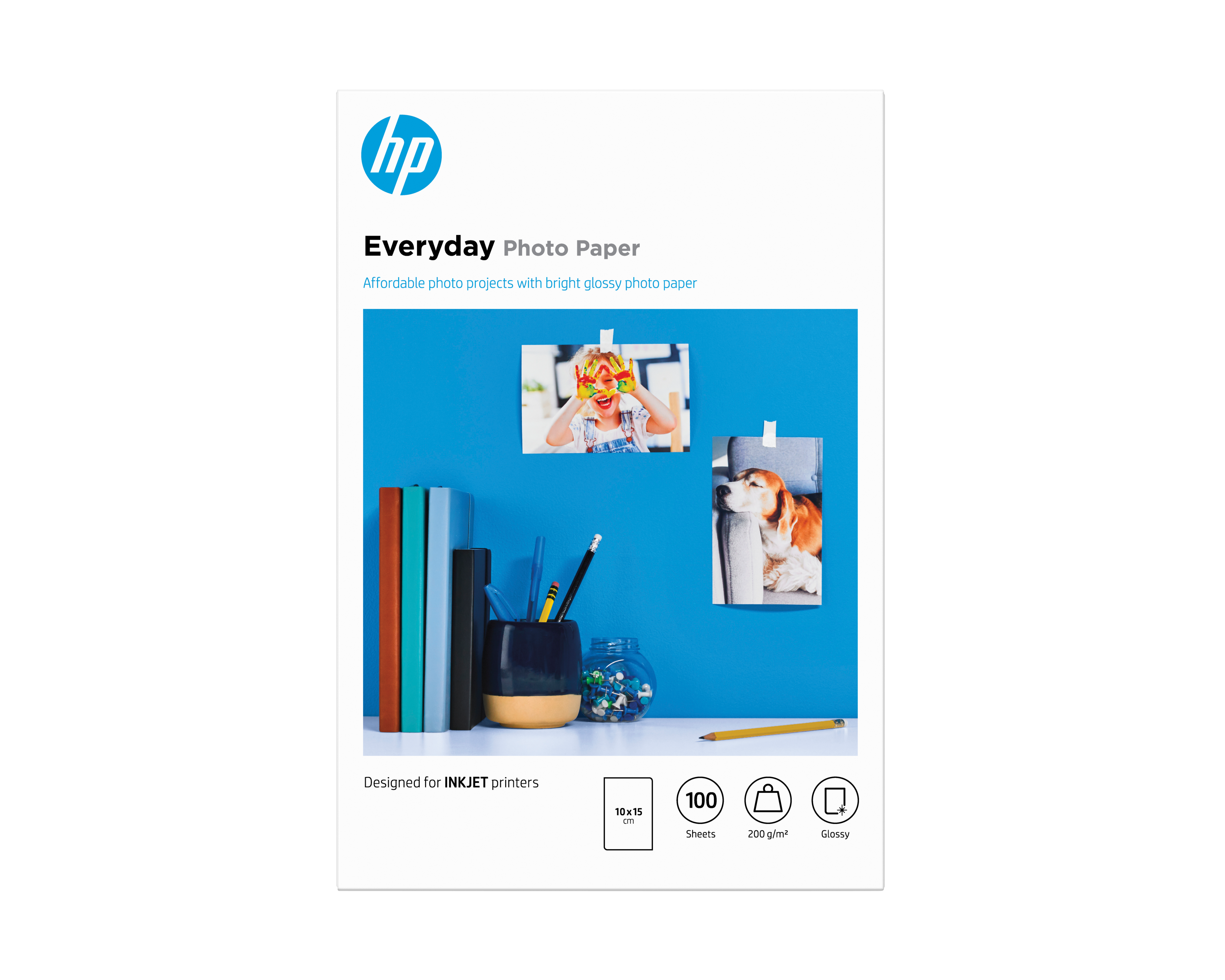 HP Everyday glaenzend Foto Papier weiss 200gm2 100x150mm 100 Blatt 1erPack