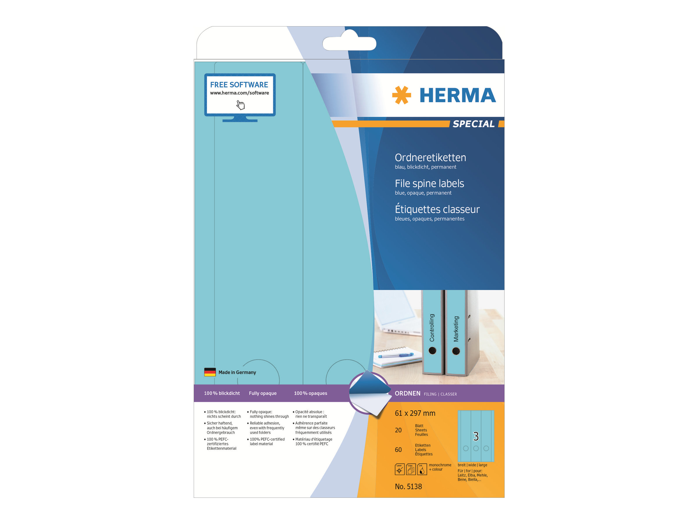 60 HERMA Ordneretiketten 5138 blau 60 HERMA Ordneretiketten 5138 blau