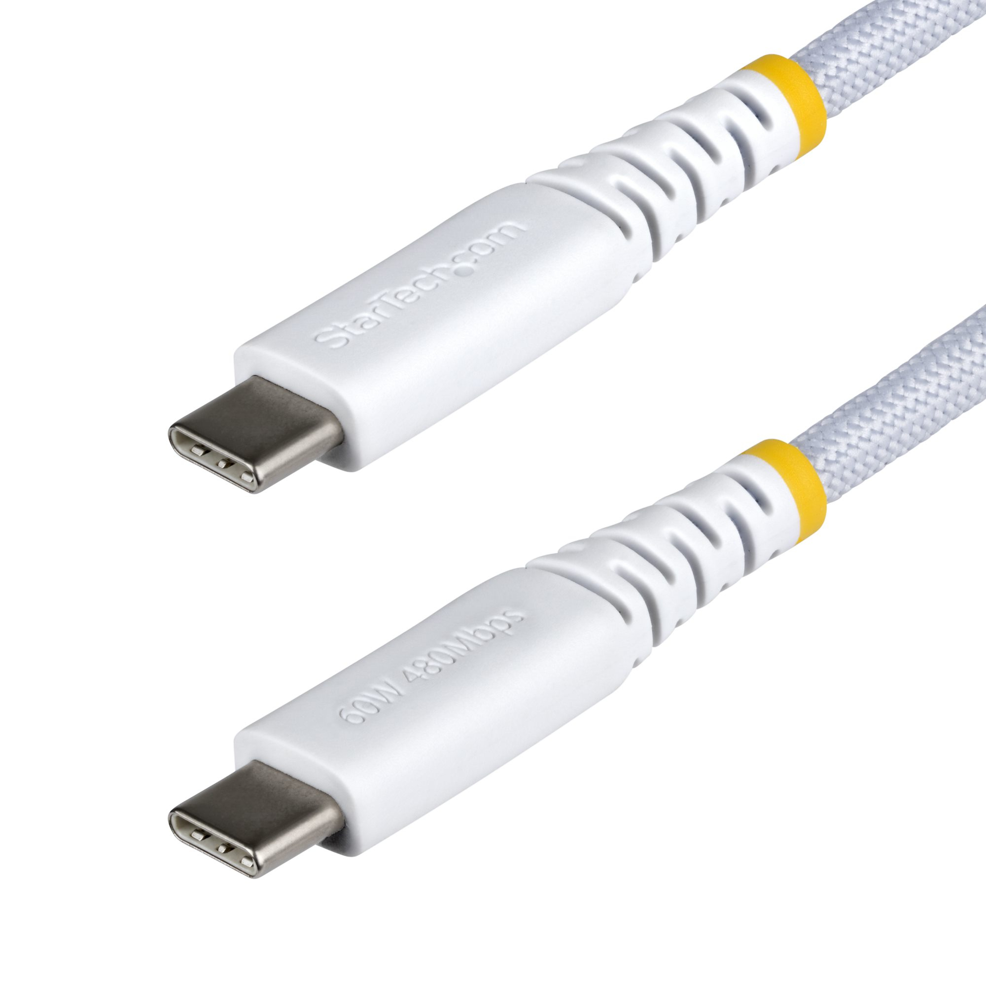 STARTECHCOM 15cm USBC Ladekabel 60W 3A PD Geflochtenes NylonTPE Mantel Robustes USBC LaptopHandy Ladekabel Weiss