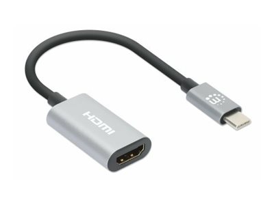 MANHATTAN 4K60Hz USB-C auf HDMI-Adapter USB 3.2 Typ C-Stecker auf HDMI-Buchse aktiver Konverter Aluminium Space Grau