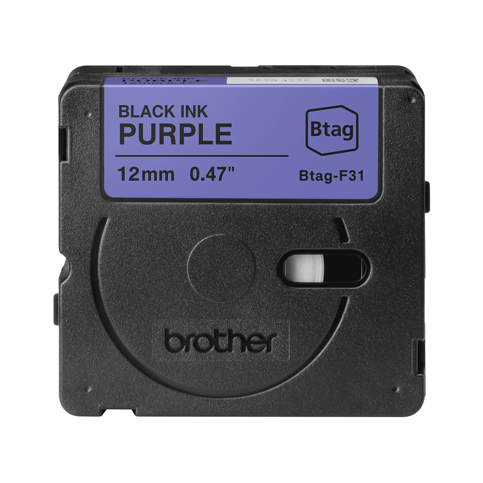 brother Schriftband Btag BTAGF31, 12 mm, schwarz auf lila, 1 St