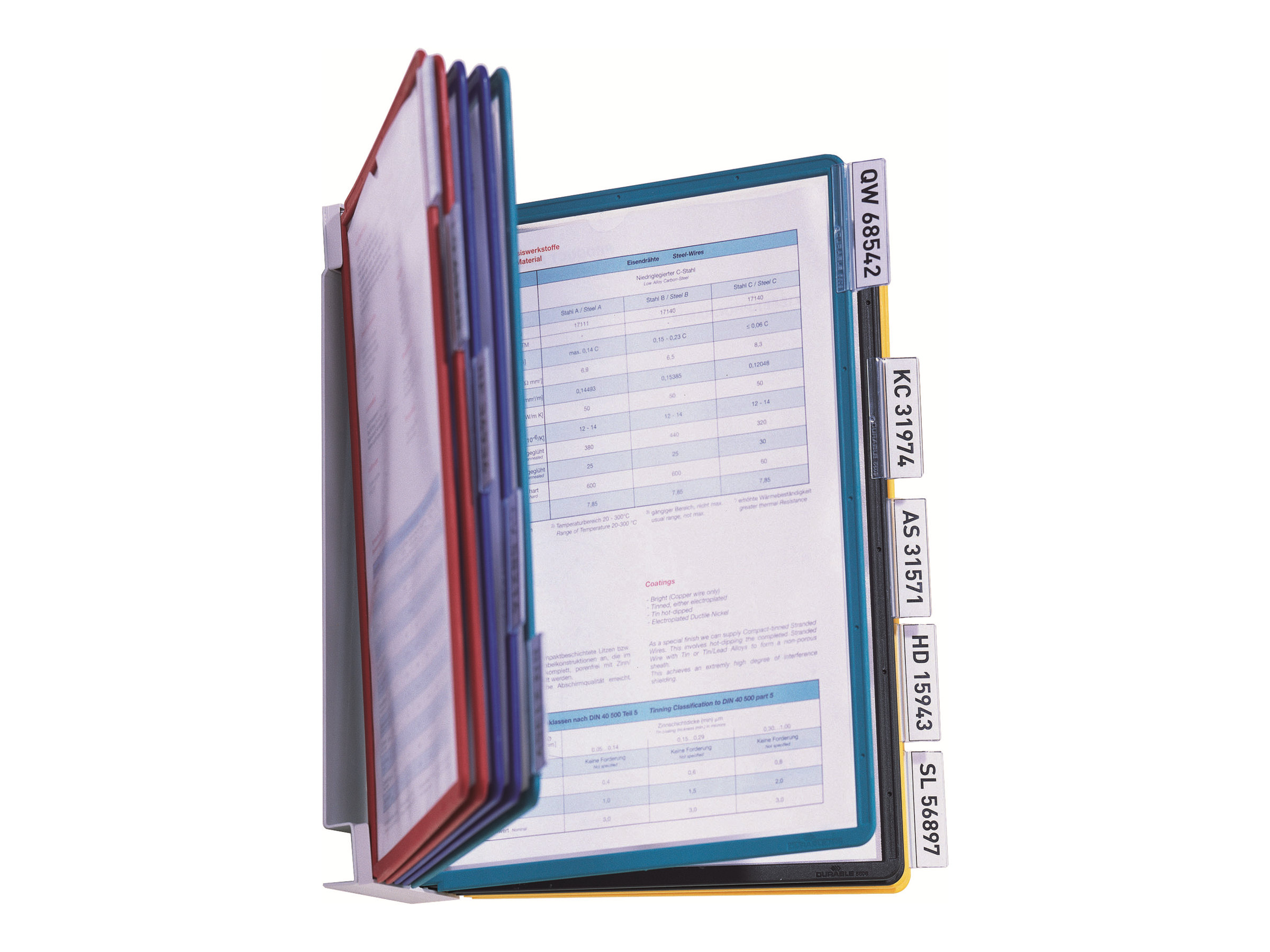 DURABLE Wand-Sichttafelsystem VARIO® WALL 556700 DIN A4 farbsortiert mit 10 Sichttafeln