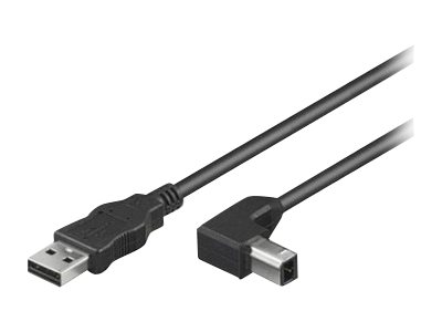 TECHLY USB2.0 Anschlusskabel Schwarz Stecker Typ-A auf Stecker Typ-B 90 Grad gewinkelt Laenge 2m TECHLY USB2.0 Anschlusskabel Schwarz Stecker Typ-A auf Stecker Typ-B 90 Grad gewinkelt Laenge 2m
