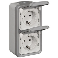 Legrand Steckdose Plexo IP 44 69744 2fach senkrecht FR AP grau Legrand Steckdose Plexo IP 44 69744 2fach senkrecht FR AP grau