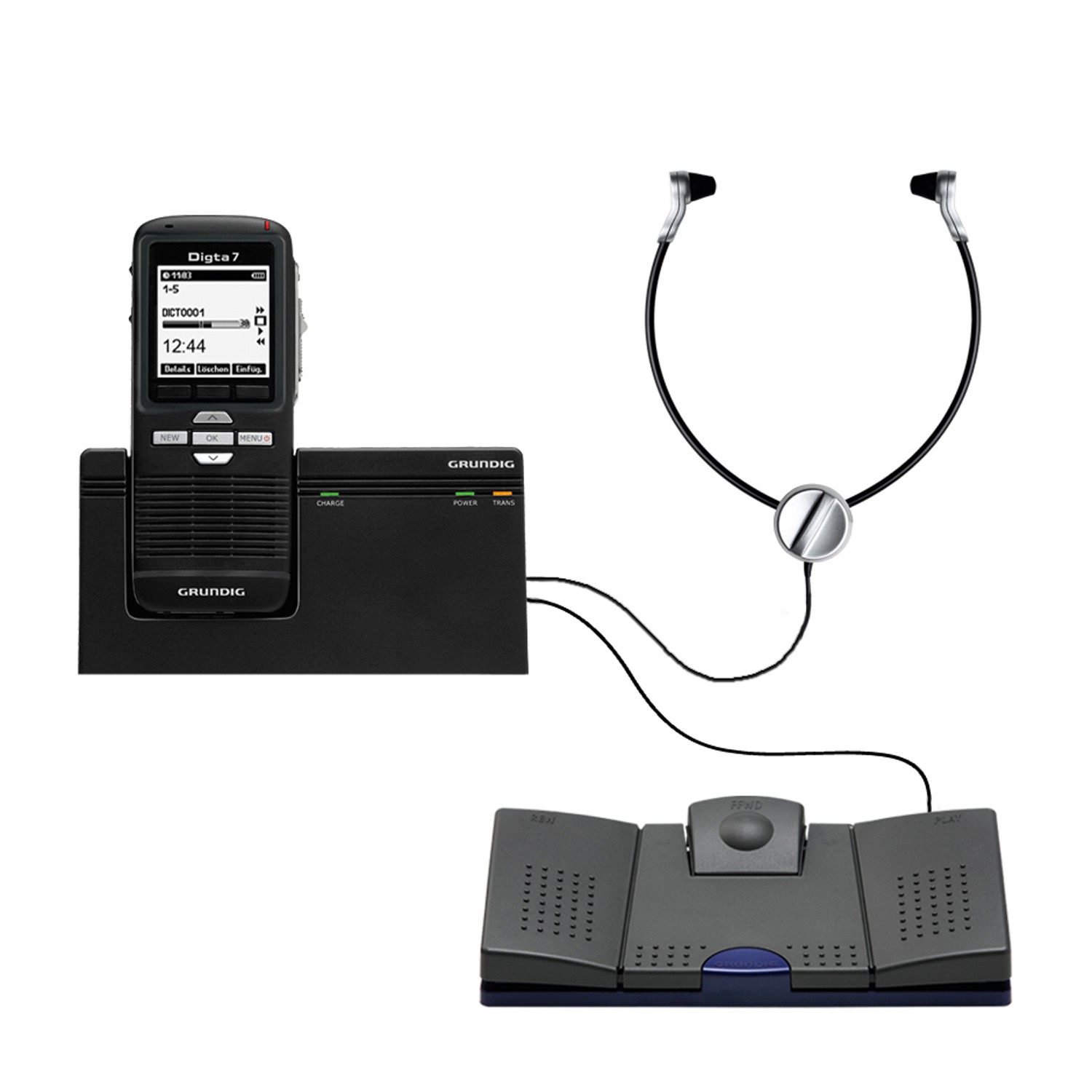 GRUNDIG Digta 7 Standalone Kit digitales DiktiergeraetSet 2 GB