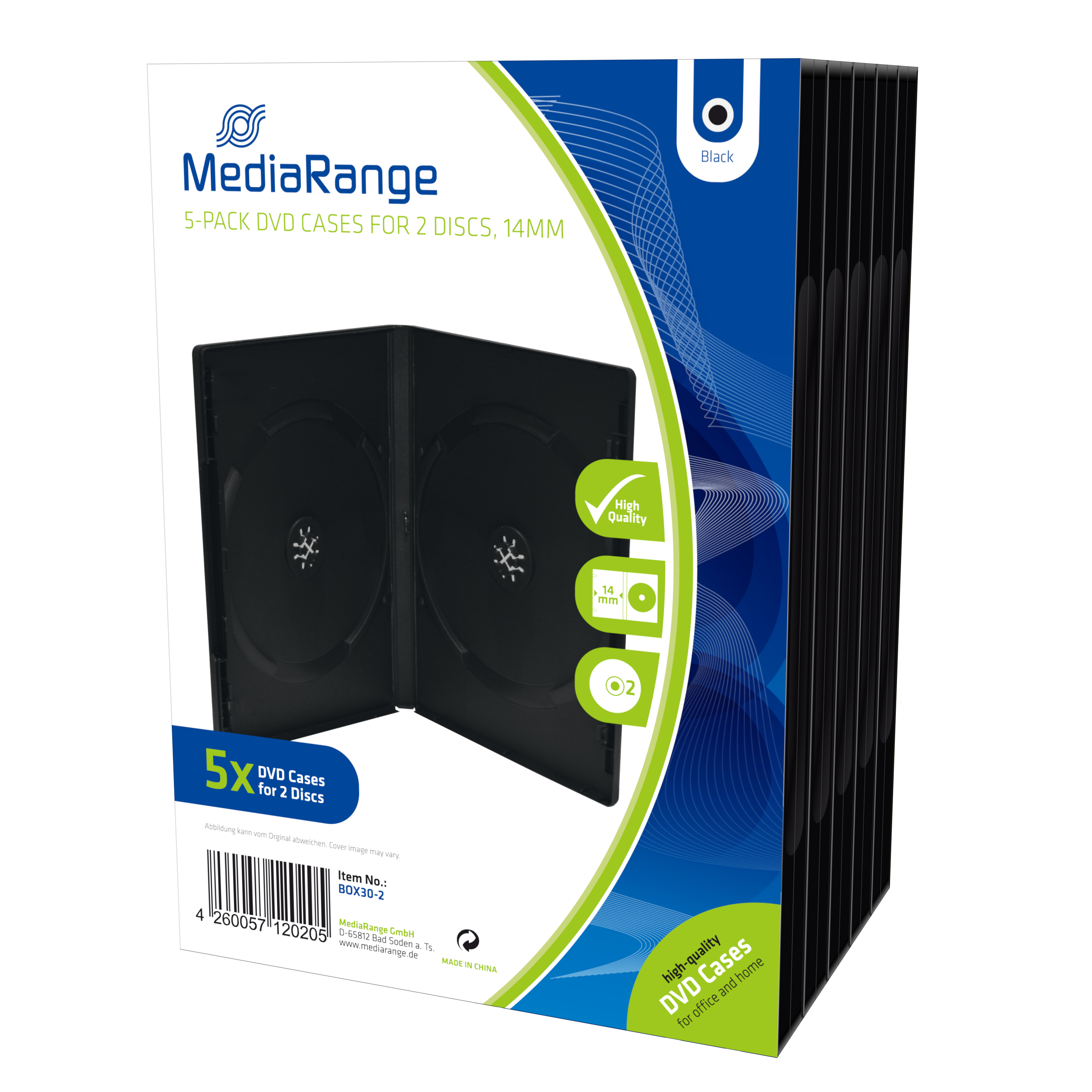 MediaRange 2er CDDVDHüllen schwarz, 5 St