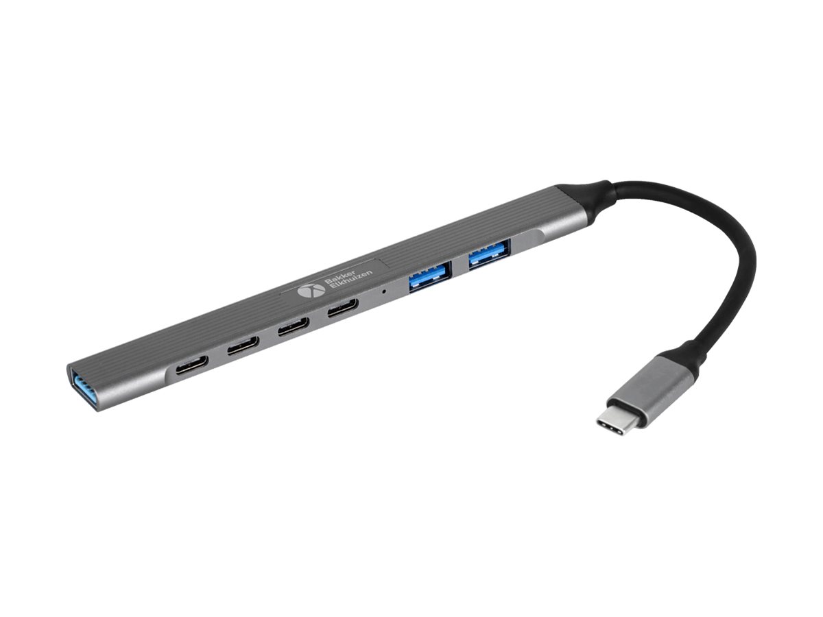 Bakker USB-C Hub 7-in-1 4xUSB-C 2xUSB-A2.0 1xUSB-A3.0