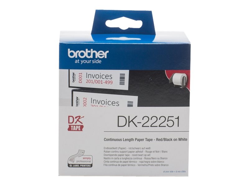 Endlos-Etiketten DK-22251 rot/schwarz, 62mm x 15,24m Endlos-Etiketten DK-22251 rot/schwarz, 62mm x 15,24m