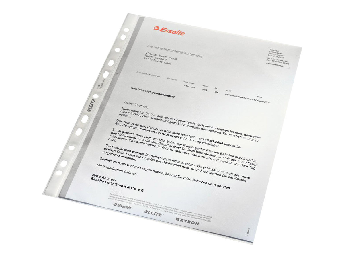 100 LEITZ Prospekthuellen 4796 DIN A4 transparent genarbt 0,065 mm 100 LEITZ Prospekthuellen 4796 DIN A4 transparent genarbt 0,065 mm