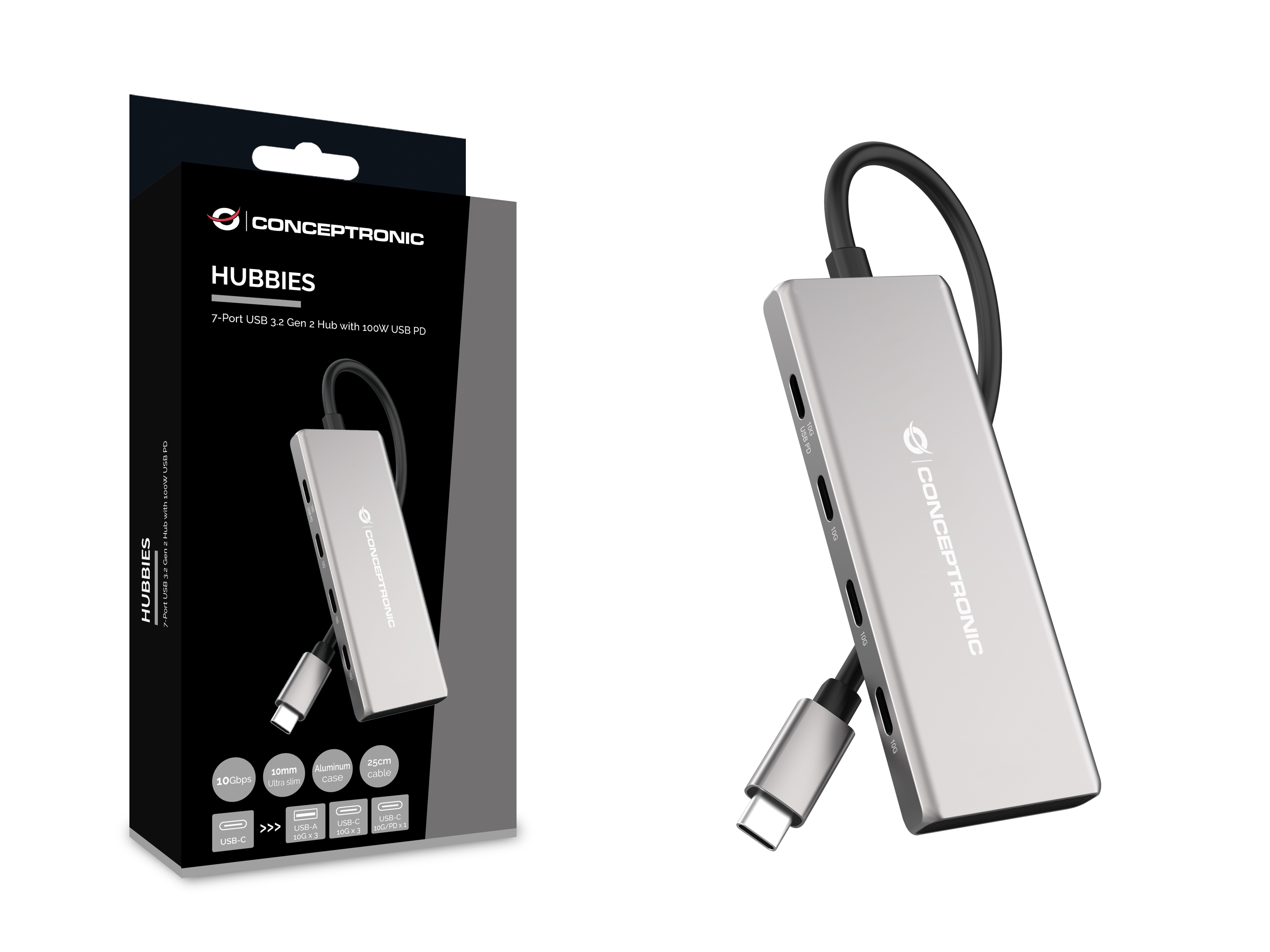 CONCEPTRONIC 71 Dock USBC3xUSBC3xUSBA 25cm gr