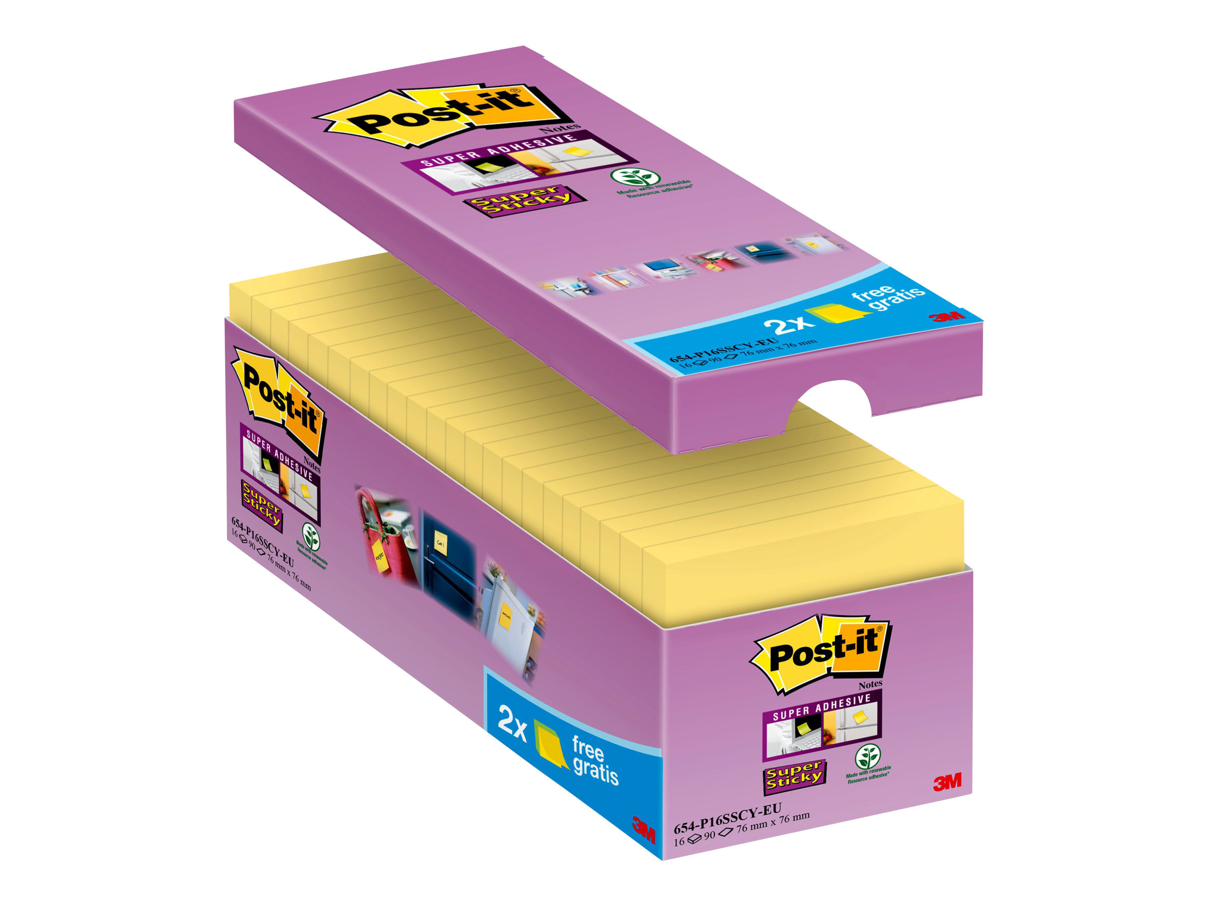 14 + 2 GRATIS: Post-it® Haftnotizen extrastark 654 gelb, 14 Bloecke + GRATIS 2 Bloecke 14 + 2 GRATIS: Post-it® Haftnotizen extrastark 654 gelb, 14 Bloecke + GRATIS 2 Bloecke
