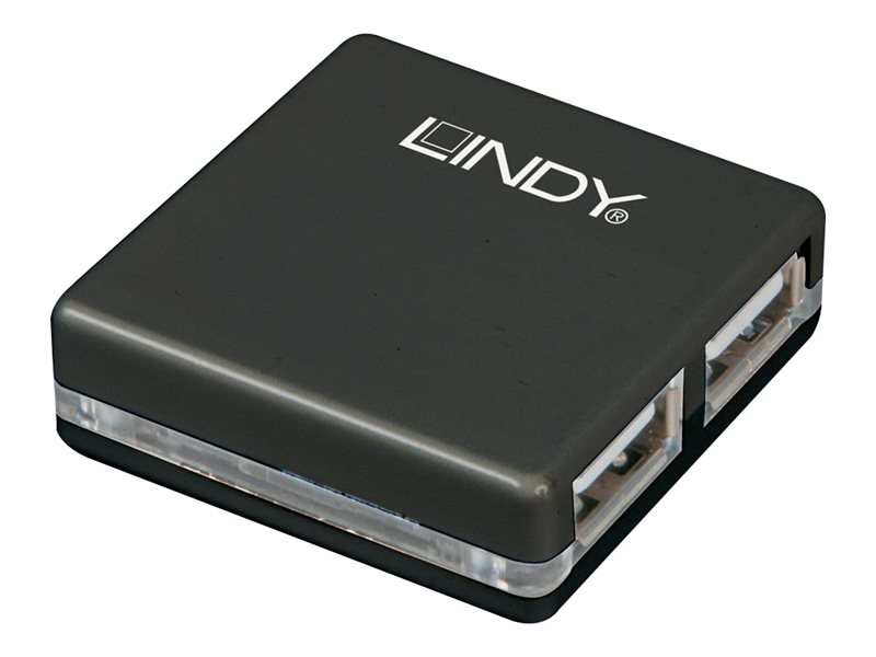 LINDY USB 2.0 Mini Hub 4 Port, 4x4cm Bus powered only