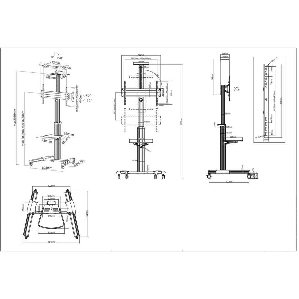 IC Intracom Manhattan Trolley-Ständer 37-70 Zoll, bis 50kg, Silber