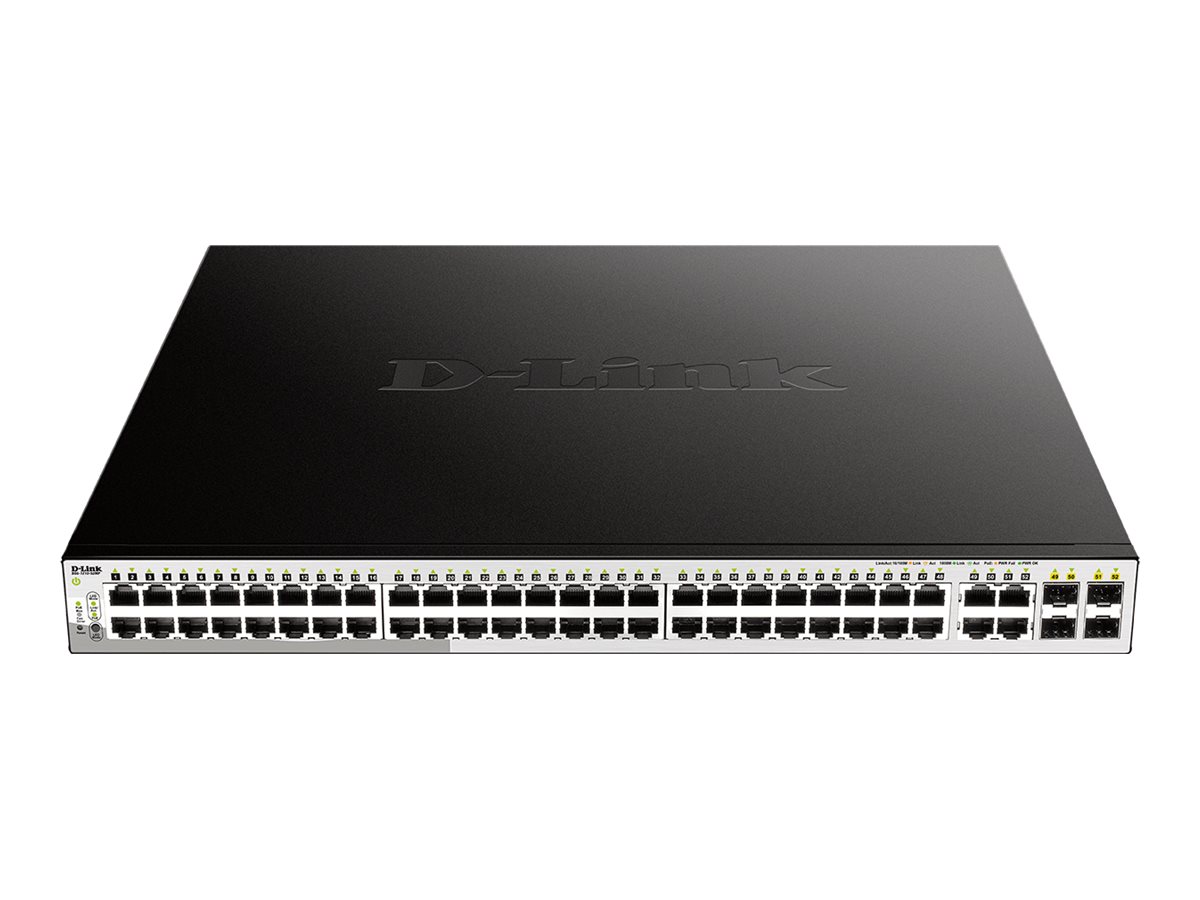DLINK DGS121052MPE 52Port smart managed PoE Gigabit Switch 48x 101001000BASET PoE 4x TP Combo PortSFP Slot 370W PoE Kapaz