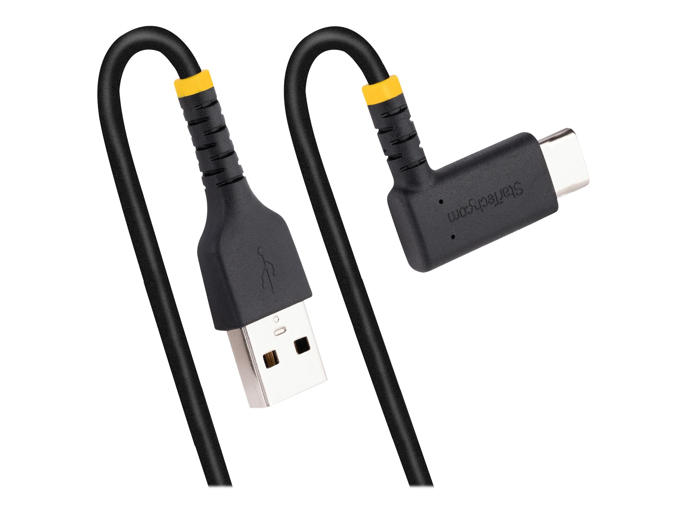 STARTECH.COM 6ft 2m USB A to C Charging Cable Right Angle Heavy Duty Fast Charge USB-C Cable Durable and Rugged Aramid Fiber 3A