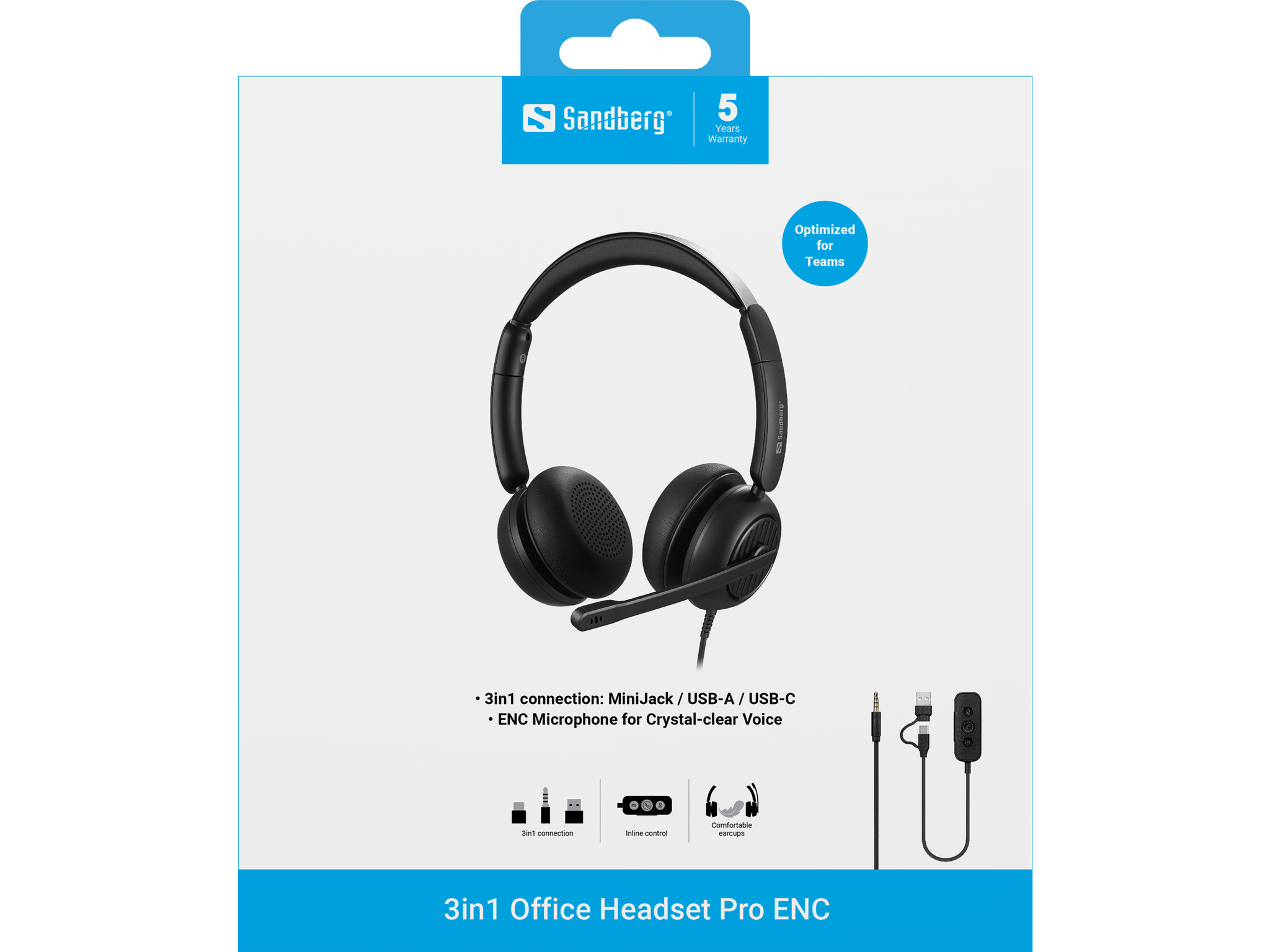 Sanberg Office Pro 3in1 headset ohrumschließend kabelgebunden