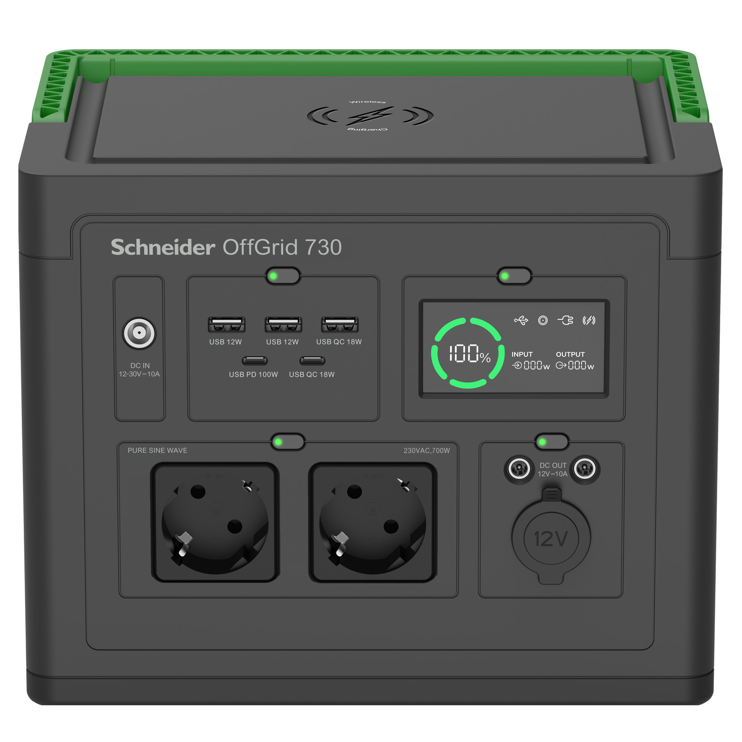 APC Schneider OffGrid Power Station 730 LCD Lithium‑Ionen kabelloses Laden