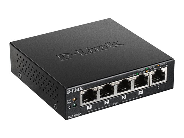 D-Link DGS-1005P 5-Port Gigabit PoE+ Switch