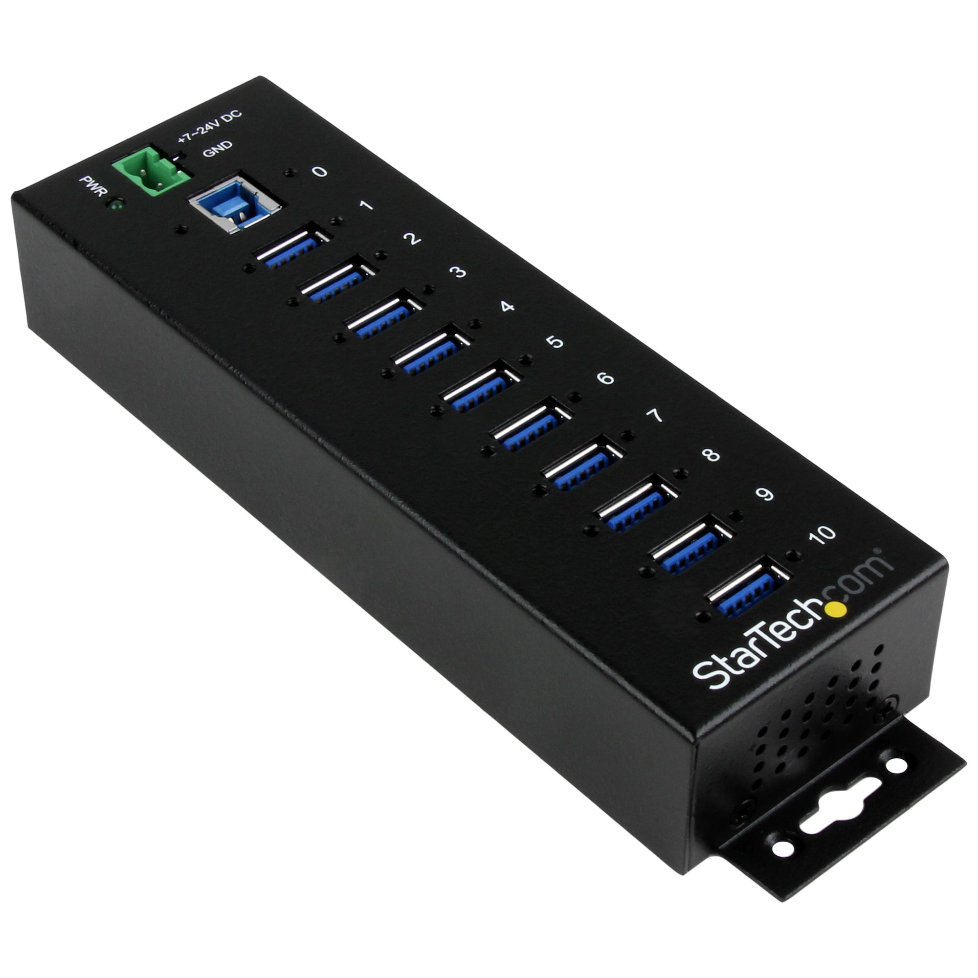 STARTECHCOM 10 Port Industrieller USB 30 Hub ESD und Überspannungsschutz DIN Tragschienen oder Oberflächen montierbar