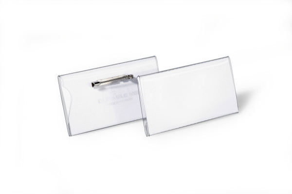 100 DURABLE Namensschilder mit Nadel 7,5 x 4,0 cm