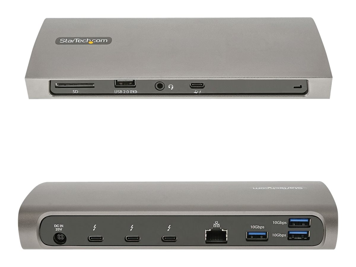 STARTECH.COM Thunderbolt 4 Dock 96W PD Single 8K or Dual Monitor 4K 60Hz 3x TB4/USB4 4x USB-A SD GbE 0.8m TB4 Dock Cable
