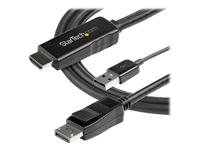 STARTECH.COM 2m 6.6ft HDMI to DisplayPort Adapter Cable with USB Power - 4K 30Hz Active HDMI 1.4 to DP 1.2 Converter HD2DPMM2M