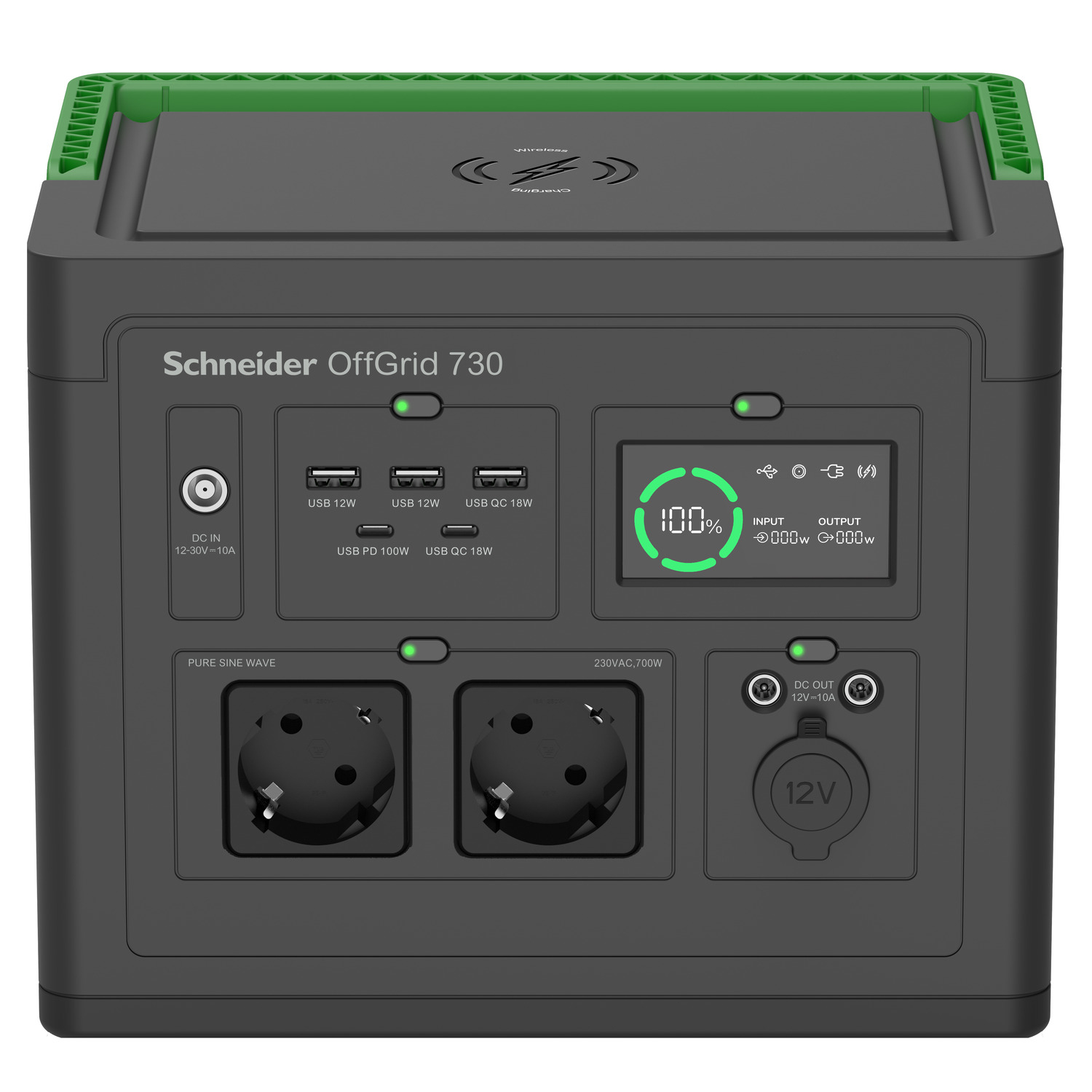 APC Schneider OffGrid Power Station 730 LCD Lithium‑Ionen kabelloses Laden