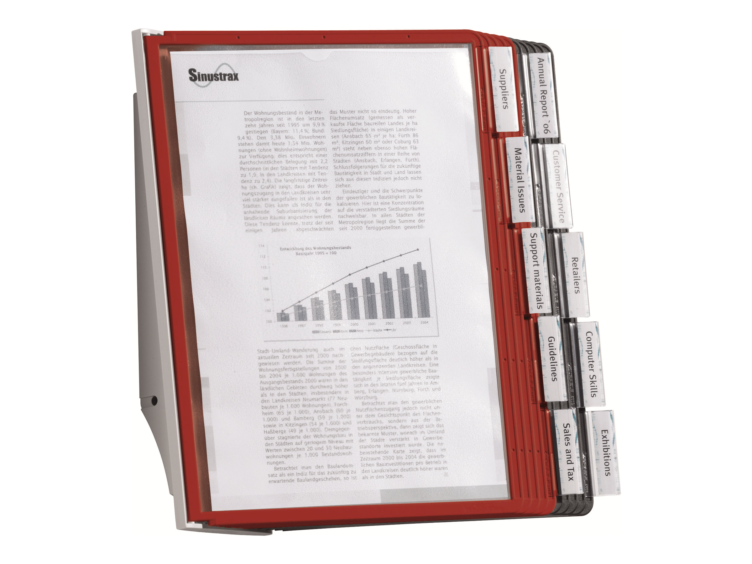 DURABLE Wand-Sichttafelsystem SHERPA® WALL 10  563100 DIN A4 farbsortiert mit 10 St. Sichttafeln