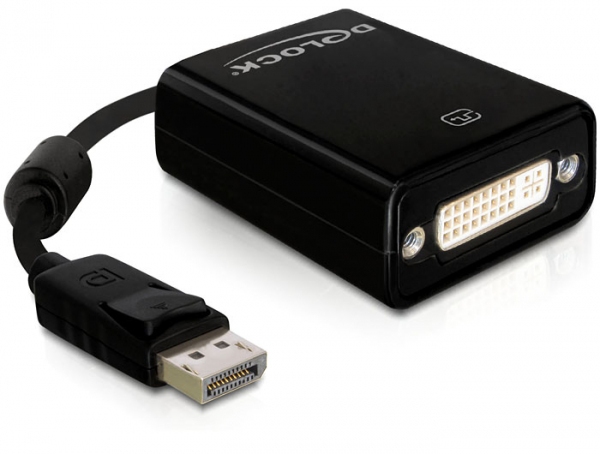 Delock Adapter Displayport 1.1 Stecker > DVI Buchse Passiv schwarz