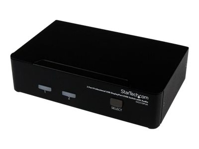 StarTech.com 2 Port DisplayPort USB KVM Switch - DisplayPort KVM Umschalter mit Audio - Hochauflösender DisplayPort Desktop Umschalter - KVM-/Audio-Switch - 2 Anschlüsse