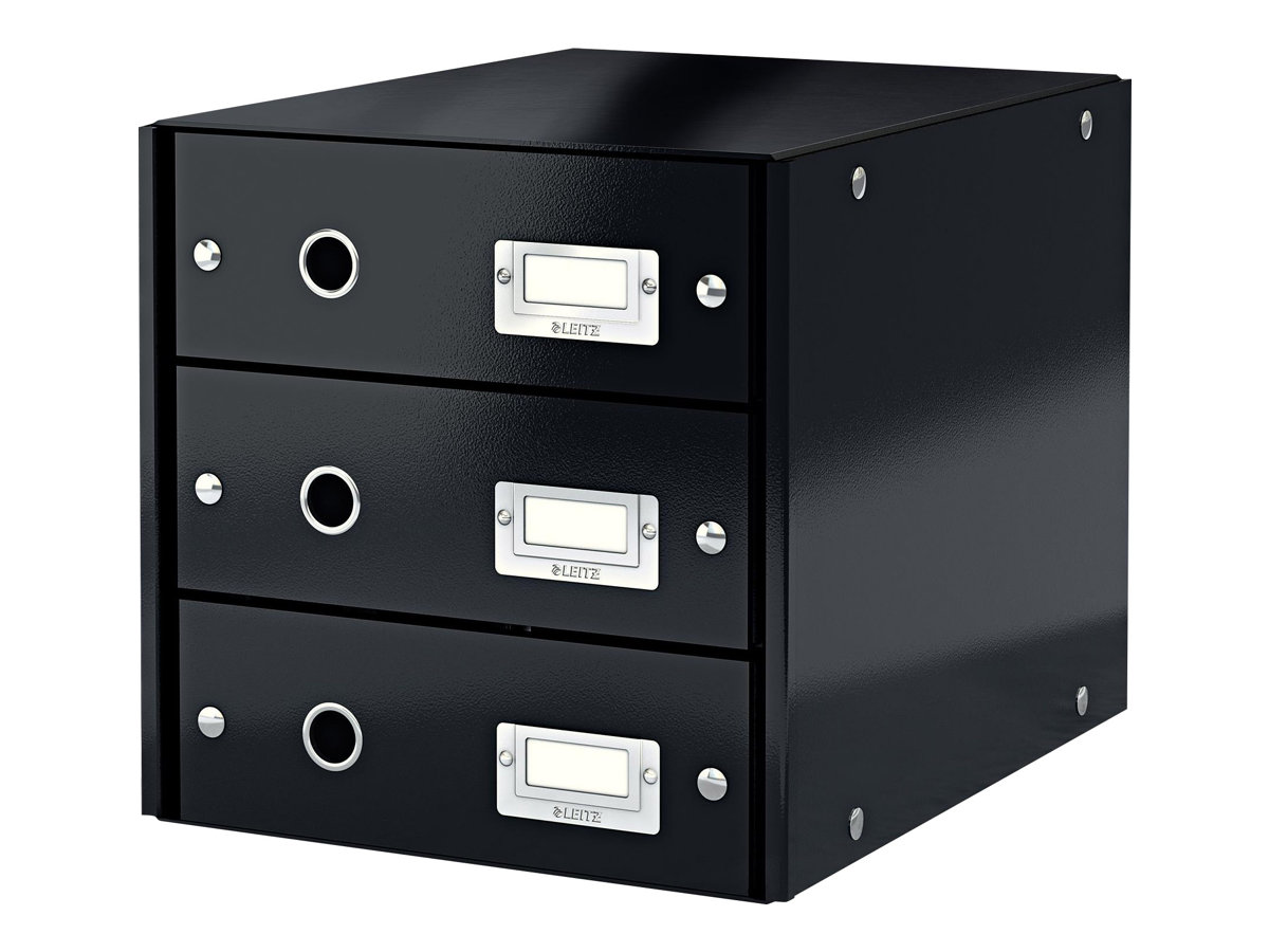 LEITZ Schubladenbox Click & Store  schwarz 60480095, DIN A4 mit 3 Schubladen