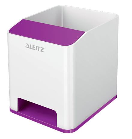 LEITZ Stiftehalter WOW Duo Colour perlweissviolett Polystyrol 2 Faecher 9,0 x 10,1 x 10,0 cm