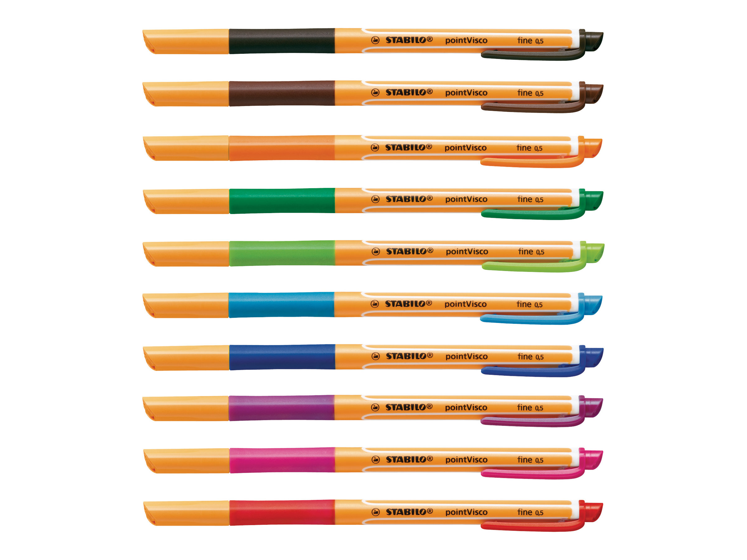 STABILO pointVisco Gelschreiber orange 0,5 mm, Schreibfarbe: farbsortiert, 10 St. STABILO pointVisco Gelschreiber orange 0,5 mm, Schreibfarbe: farbsortiert, 10 St.